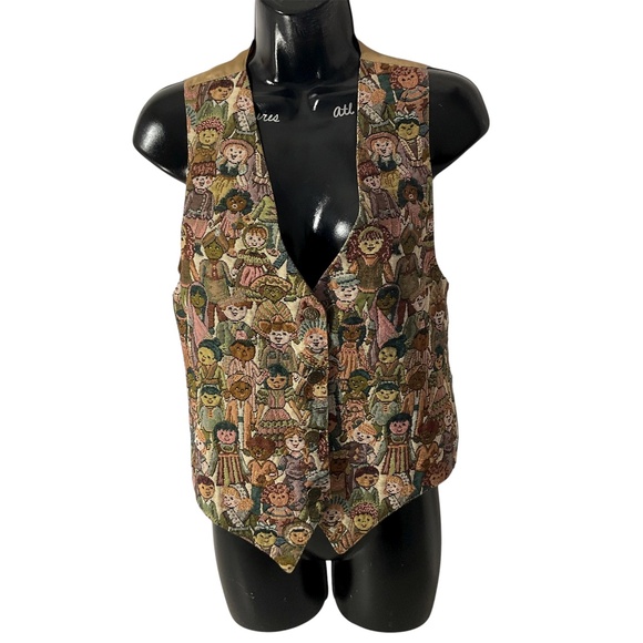 Vintage Nadia Children of the World Tapestry Vest Size Medium - Picture 1 of 8